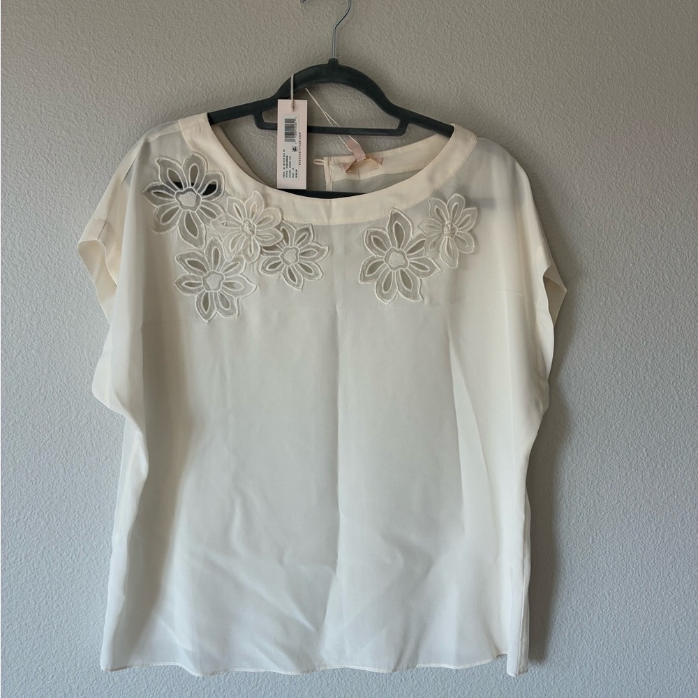 Elegant Cream Floral Women's Top
